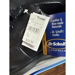 Dr. Scholl\'s Mens Shoes Black Dyna Step Strap Leather Sneakers 13 Wide 2005 Vtg Dr. Scholl main image 2